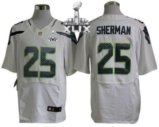 Nike Seattle Seahawks #25 Richard Sherman White Super Bowl XLIX Men‘s Stitched NFL Elite Jersey