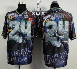Nike Seattle Seahawks #24 Marshawn Lynch Team Color Super Bowl XLIX Men‘s Stitched NFL Elite Fanatic