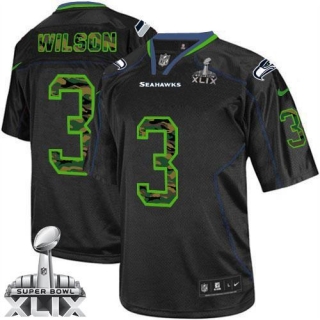 Nike Seattle Seahawks #3 Russell Wilson Black Super Bowl XLIX Men‘s Stitched NFL Elite Camo Fashion