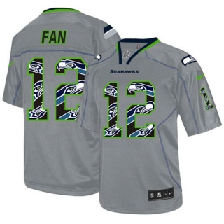 Nike Seattle Seahawks #12 Fan New Lights Out Grey Men‘s Stitched NFL Elite Jersey