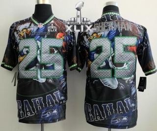 Nike Seattle Seahawks #25 Richard Sherman Team Color Super Bowl XLIX Men‘s Stitched NFL Elite Fanati