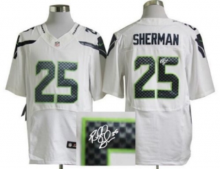 Nike Seattle Seahawks #25 Richard Sherman White Men‘s Stitched NFL Elite Autographed Jersey