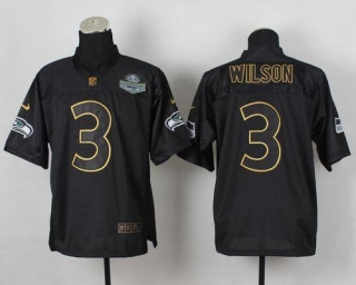 Nike Seattle Seahawks #3 Russell Wilson Black Gold No Fashion Men‘s Stitched NFL Elite Jersey