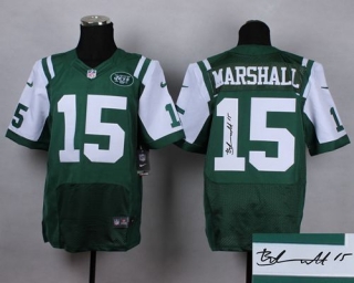 Nike New York Jets -15 Brandon Marshall Green Team Color Men's Stitched NFL Elite Autographed Jersey