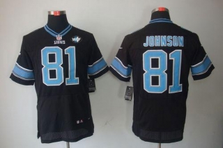 Nike Detroit Lions #81 Calvin Johnson Black Alternate With WCF Patch Men's Stitched NFL Elite Jersey