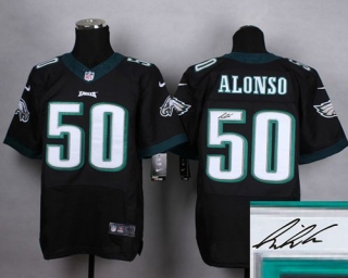 Nike Philadelphia Eagles #50 Kiko Alonso Black Alternate Men's Stitched NFL Elite Autographed Jersey