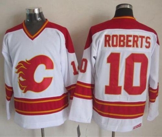 Calgary Flames -10 Gary Roberts White CCM Throwback Stitched NHL Jersey