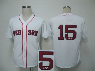 Autographed MLB Boston Red Sox #15 Dustin Pedroia White Cool Base Stitched Jersey