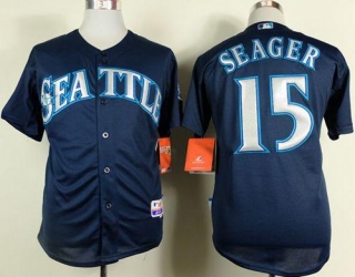 Seattle Mariners #15 Kyle Seager Navy Blue Cool Base Stitched MLB Jersey