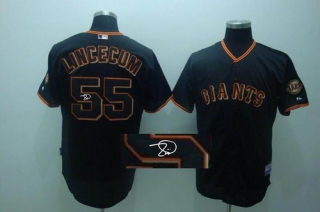 MLB San Francisco Giants #55 Tim lincecum Stitched Black Autographed Jersey