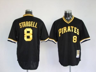 Mitchell and Ness Pittsburgh Pirates #8 Willie Stargell Stitched Black Throwback MLB Jersey