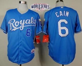 Kansas City Royals -6 Lorenzo Cain Light Blue Alternate Cool Base W 2014 World Series Patch Stitched