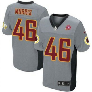Nike Redskins -46 Alfred Morris Grey Shadow With 80TH Patch Stitched NFL Elite Jersey