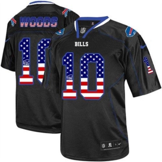 Nike Bills -10 Robert Woods Black Men's Stitched NFL Elite USA Flag Fashion Jersey