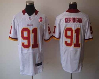 Nike Washington Redskins -91 Ryan Kerrigan White With 80TH Patch Men's Embroidered NFL Elite Jersey