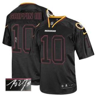 Nike Washington Redskins -10 Robert Griffin III Lights Out Black Men's Stitched NFL Elite Autographe