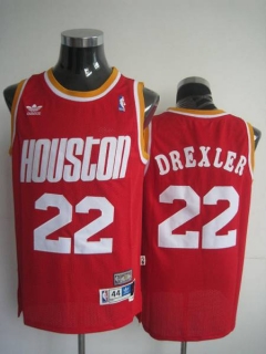 Mitchell and Ness Houston Rockets -22 Clyde Drexler Stitched Red Throwback NBA Jersey