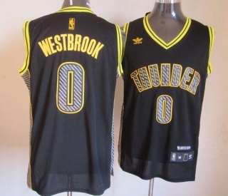 Oklahoma City Thunder -0 Russell Westbrook Black Electricity Fashion Stitched NBA Jersey