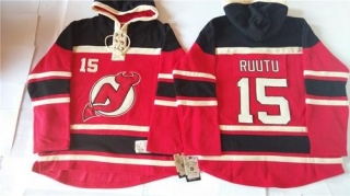 New Jersey Devils -15 Tuomo Ruutu Red Sawyer Hooded Sweatshirt Stitched NHL Jersey