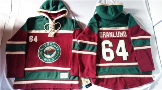 Minnesota Wild -64 Mikael Granlund Red Sawyer Hooded Sweatshirt Stitched NHL Jersey