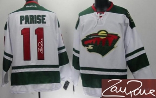 Autographed Minnesota Wild -11 Zach Parise White Stitched NHL Jersey